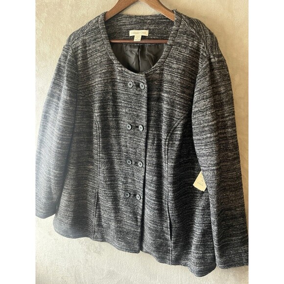 Coldwater Creek Blazer Women's 2X Wool Blend Button Up Charcoal Black Lined New - Picture 2 of 10